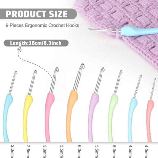 KATECH CROCHET HOOK SET (2.5–6.0MM) – 8PCS ERGONOMIC HANDLE SMOOTH KNITTING NEEDLES FOR YARN WEAVING, DIY CRAFTS, HANDMADE PROJECTS & CROCHET LOVERS