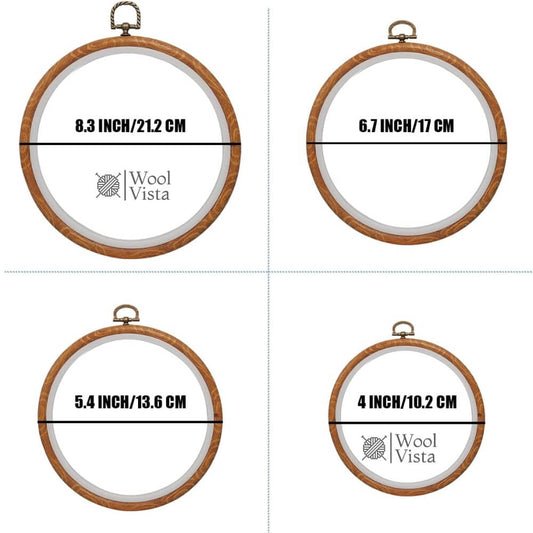 EMBROIDERY HOOPS SET 4–8 INCH – CIRCLE CROSS STITCH HOOPS, MINI & LARGE EMBROIDERY FRAMES FOR DIY SEWING, NEEDLEWORK & CRAFTS
