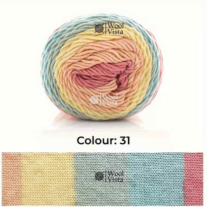 RAINBOW CAKE YARN 100G – PREMIUM COTTON & ACRYLIC GRADIENT YARN FOR KNITTING & CROCHET