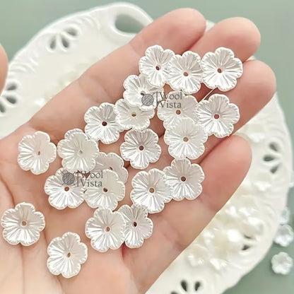 WHITE ACRYLIC FLOWER BEADS 8MM – DECORATIVE BEADS FOR DIY HAIR CLIPS, BRACELETS, JEWELRY MAKING, CLOTHING EMBELLISHMENTS & HANDMADE CRAFTS (100PCS)
