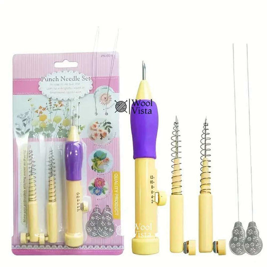 3D ADJUSTABLE EMBROIDERY PUNCH NEEDLE SET – PLASTIC & STEEL DIY CRAFT SET