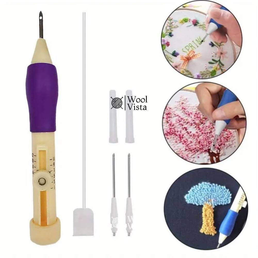 3D ADJUSTABLE EMBROIDERY PUNCH NEEDLE SET – PLASTIC & STEEL DIY CRAFT SET