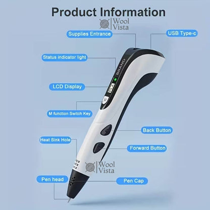 3D ART PRINTING PEN – NEW UPGRADED TYPE-C USB PLUG-IN, NO BATTERY, PERFECT FOR DIY 3D ART, GRAFFITI & CREATIVE PROJECTS