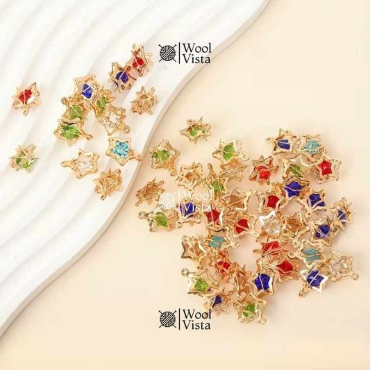 3D COLORFUL STAR-SHAPED PENDANTS – DIY JEWELRY ACCESSORIES - (PACK OF 50)