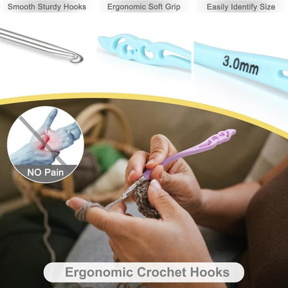 KATECH CROCHET HOOK SET (2.5–6.0MM) – 8PCS ERGONOMIC HANDLE SMOOTH KNITTING NEEDLES FOR YARN WEAVING, DIY CRAFTS, HANDMADE PROJECTS & CROCHET LOVERS