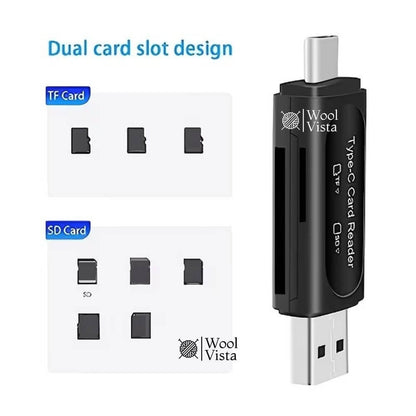 4-IN-1 USB & TYPE-C SD CARD READER – DUAL SLOT SD/XC/HC MEMORY CARD ADAPTER (USB-A & TYPE-C)