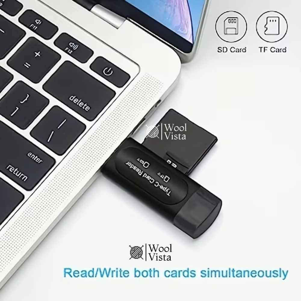 4-IN-1 USB & TYPE-C SD CARD READER – DUAL SLOT SD/XC/HC MEMORY CARD ADAPTER (USB-A & TYPE-C)