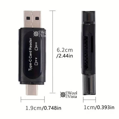 4-IN-1 USB & TYPE-C SD CARD READER – DUAL SLOT SD/XC/HC MEMORY CARD ADAPTER (USB-A & TYPE-C)