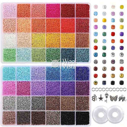 PREMIUM GLASS SEED BEADS BOX - 15 COLORS