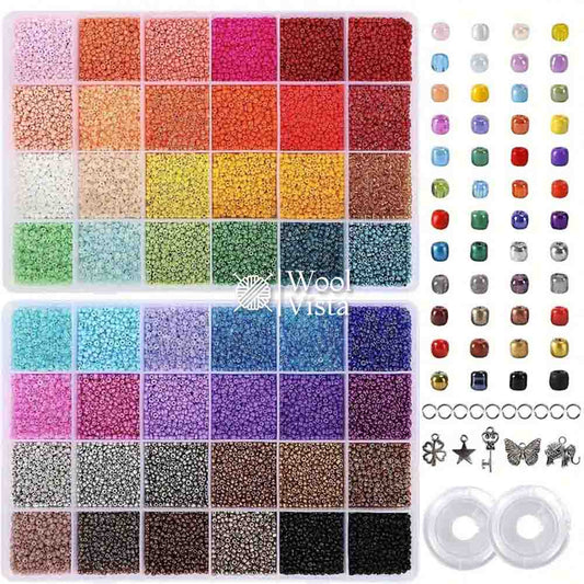 PREMIUM GLASS SEED BEADS BOX - 15 COLORS
