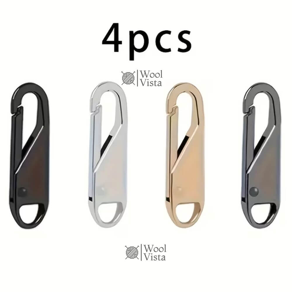4PCS ZIPPER PULL REPLACEMENTS – EASY INSTALL DETACHABLE ZIPPER HEADS FOR TRAVEL BAGS, BACKPACKS, CLOTHING & DIY BAG MAKING CRAFTS
