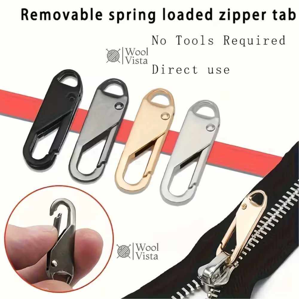 4PCS ZIPPER PULL REPLACEMENTS – EASY INSTALL DETACHABLE ZIPPER HEADS FOR TRAVEL BAGS, BACKPACKS, CLOTHING & DIY BAG MAKING CRAFTS