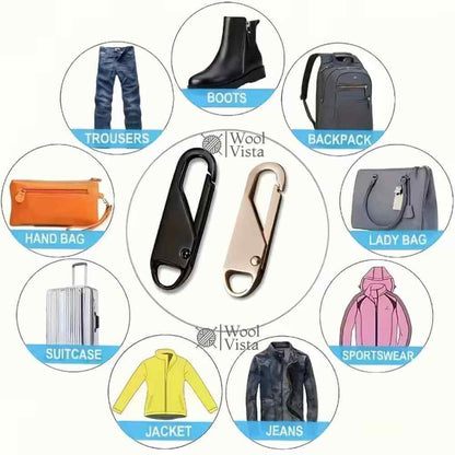 4PCS ZIPPER PULL REPLACEMENTS – EASY INSTALL DETACHABLE ZIPPER HEADS FOR TRAVEL BAGS, BACKPACKS, CLOTHING & DIY BAG MAKING CRAFTS