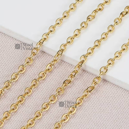 1 METER IMPORTED GOLDEN STAINLESS STEEL CHAIN – DIY JEWELRY MAKING CHAIN FOR NECKLACES, BRACELETS, PENDANTS, HANDMADE ACCESSORIES & CRAFT PROJECTS