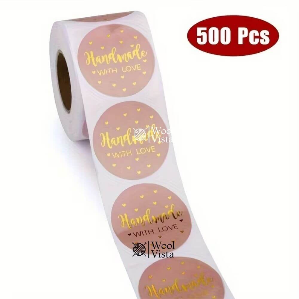 500PCS THANK YOU & HANDMADE KRAFT STICKERS ROLL – FRAGILE WARNING LABELS & SMALL BUSINESS PACKAGING SEALS (MULTIPLE VARIANTS)