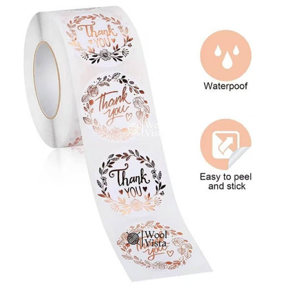 500PCS THANK YOU & HANDMADE KRAFT STICKERS ROLL – FRAGILE WARNING LABELS & SMALL BUSINESS PACKAGING SEALS (MULTIPLE VARIANTS)