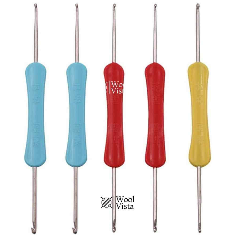 5PCS DOUBLE-ENDED CROCHET HOOK SET 2.0–2.5MM – ERGONOMIC MIXED COLOR CROCHET NEEDLES FOR KNITTING & DIY CRAFTS