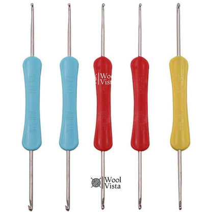 5PCS DOUBLE-ENDED CROCHET HOOK SET 2.0–2.5MM – ERGONOMIC MIXED COLOR CROCHET NEEDLES FOR KNITTING & DIY CRAFTS