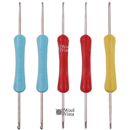 5PCS DOUBLE-ENDED CROCHET HOOK SET 2.0–2.5MM – ERGONOMIC MIXED COLOR CROCHET NEEDLES FOR KNITTING & DIY CRAFTS