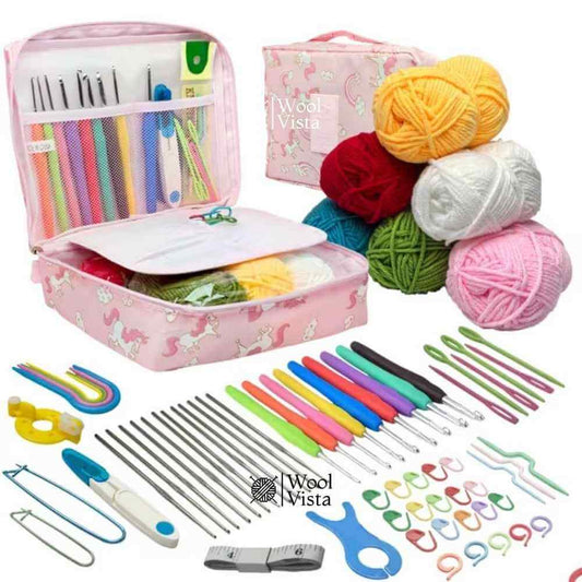 COMPLETE KNITTING & CROCHET TOOL SET WITH PORTABLE STORAGE BAG – DIY NEEDLE & THREAD KIT (67PCS)