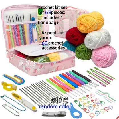 COMPLETE KNITTING & CROCHET TOOL SET WITH PORTABLE STORAGE BAG – DIY NEEDLE & THREAD KIT (67PCS)