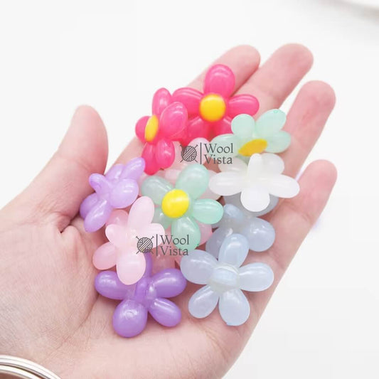 CANDY COLOR FLOWER BEADS – DECORATIVE ACRYLIC FLORAL BEADS FOR DIY HAIR ACCESSORIES, PHONE CASE DECORATION, JEWELRY MAKING, BRACELETS, KEYCHAINS & HANDMADE CRAFTS (10PCS)