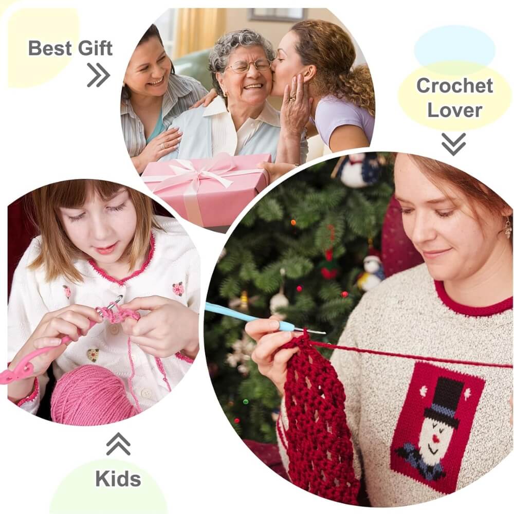 KATECH CROCHET HOOK SET (2.5–6.0MM) – 8PCS ERGONOMIC HANDLE SMOOTH KNITTING NEEDLES FOR YARN WEAVING, DIY CRAFTS, HANDMADE PROJECTS & CROCHET LOVERS