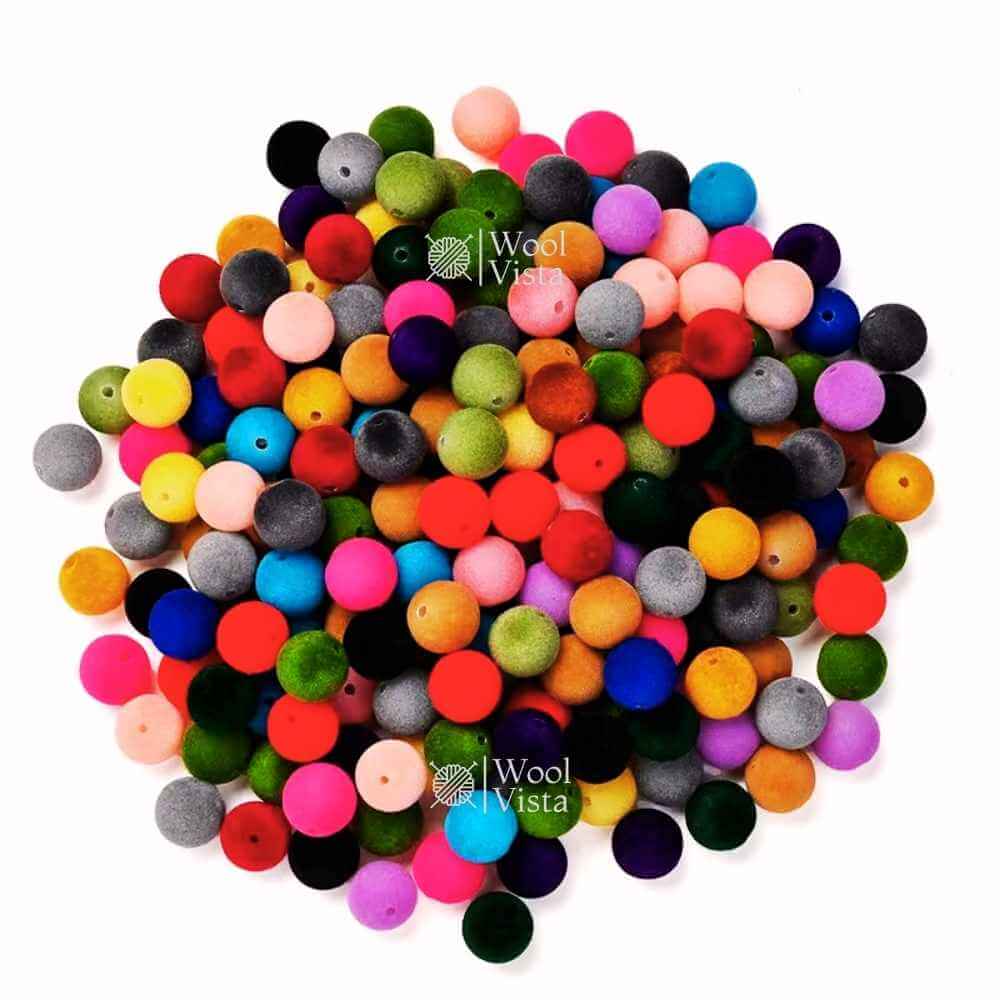 8MM & 10MM VELVET BEADS – DIY ASSORTED CRAFT BEAD SET (0.5 KG) FOR BAG MAKING, JEWELRY MAKING & DECORATIONS