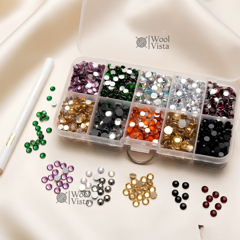 BEDAZZLING KIT WITH RHINESTONES & WAX PENCIL – 4MM FLATBACK RESIN GEMS FOR DIY CLOTHING, SHOES, TUMBLERS, FACE MAKEUP, NAIL ART & CRAFT DECORATION