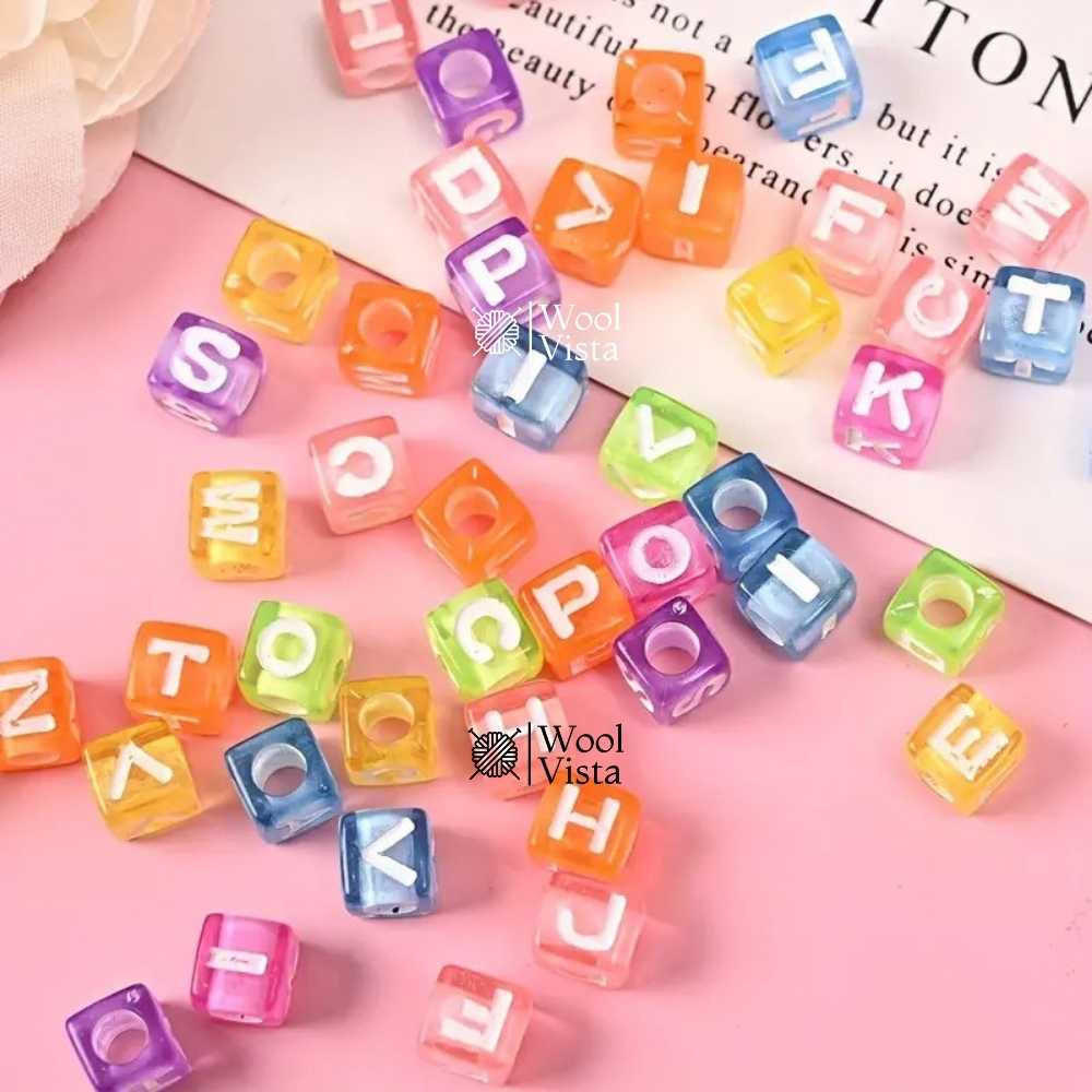 ACRYLIC ALPHABET BEADS A–Z – LETTER BEADS FOR BRACELETS, NECKLACES, KEYCHAINS & DIY JEWELLERY CRAFTS