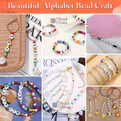 ACRYLIC A–Z LETTER BEADS & HEART SHAPE BEADS WITH CRYSTAL CABLE KIT FOR DIY BRACELETS, NECKLACES & PHONE CHARMS