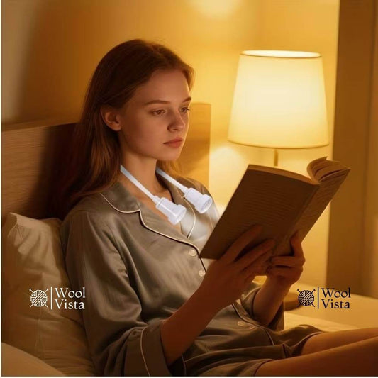 ADJUSTABLE LED NECK LIGHT FOR CROCHET & READING – HIGH/LOW BEAM EYE-CARE LAMP, BATTERY POWERED, HANDS-FREE WORK LIGHT