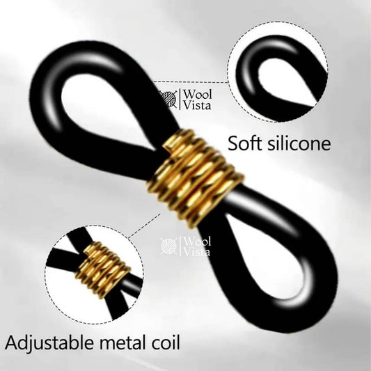 ADJUSTABLE SILICONE EYEGLASS CHAIN CONNECTORS WITH GOLDEN BUCKLES – (40 PCS)