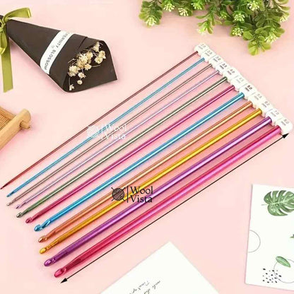 AFGHAN TUNISIAN CROCHET HOOK SET WITH FLEXIBLE WIRE – 11 SIZES (2MM TO 8MM)