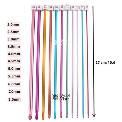 AFGHAN TUNISIAN CROCHET HOOK SET WITH FLEXIBLE WIRE – 11 SIZES (2MM TO 8MM)