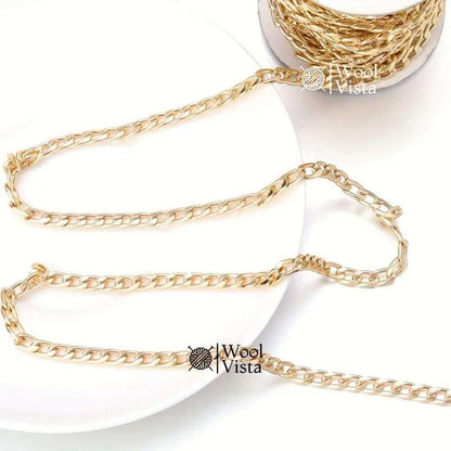 ALUMINIUM ALLOY CHAIN 1 YARD – GOLD & SILVER PLATED CHAINS FOR DIY JEWELLERY, BRACELETS, NECKLACES & ACCESSORIES