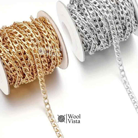 ALUMINIUM ALLOY CHAIN 1 YARD – GOLD & SILVER PLATED CHAINS FOR DIY JEWELLERY, BRACELETS, NECKLACES & ACCESSORIES