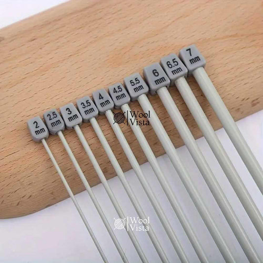 ALUMINIUM KNITTING NEEDLES – (SET OF 2) STRAIGHT NEEDLES