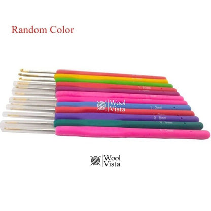ALUMINUM CROCHET HOOKS WITH SOFT GRIP HANDLES (10PCS) – SMALL SIZE MULTICOLOR RUBBER HANDLE CROCHET NEEDLES SET