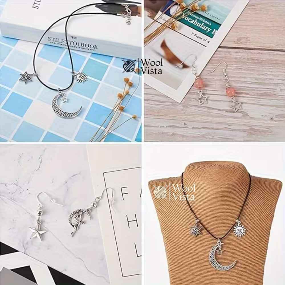 ANTIQUE SILVER SUN MOON & STAR CHARMS – ZINC ALLOY PENDANTS FOR DIY JEWELRY MAKING