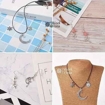 ANTIQUE SILVER SUN MOON & STAR CHARMS – ZINC ALLOY PENDANTS FOR DIY JEWELRY MAKING