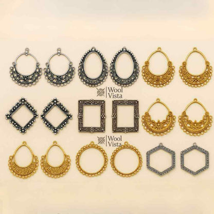 ASSORTED EARRING FRAMES – DIFFERENT SHAPES METAL BASES FOR RESIN & JEWELRY MAKING (1 PAIR)