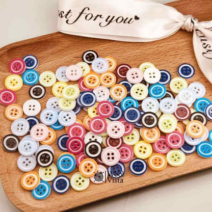 ASSORTED MULTICOLOR RESIN BUTTONS – ROUND 4-HOLE SEWING & DIY CRAFT BUTTONS (PACK OF 50)