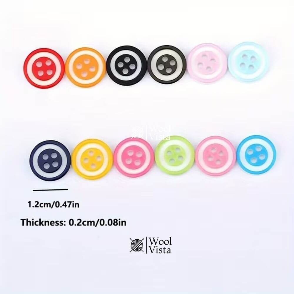 ASSORTED MULTICOLOR RESIN BUTTONS – ROUND 4-HOLE SEWING & DIY CRAFT BUTTONS (PACK OF 50)