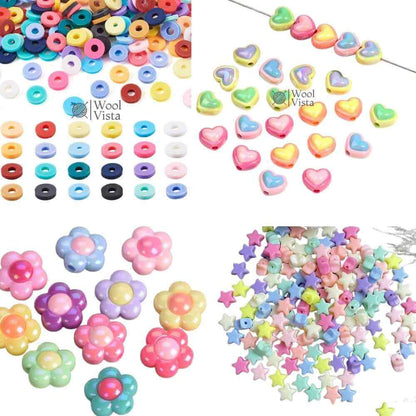 LARGE CHUNKY COLORFUL ACRYLIC BEADS – MIXED DIFFERENT SHAPES FOR NECKLACE BRACELET JEWELRY MAKING & DIY CRAFTS