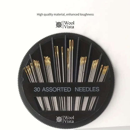 ASSORTED HAND SEWING NEEDLES SET WITH STORAGE CASE – (30 PIECES) GOLDEN EYE NEEDLES FOR EMBROIDERY