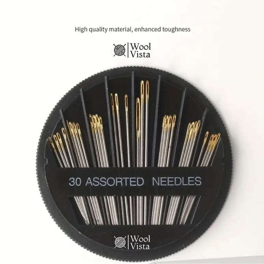 ASSORTED HAND SEWING NEEDLES SET WITH STORAGE CASE – (30 PIECES) GOLDEN EYE NEEDLES FOR EMBROIDERY