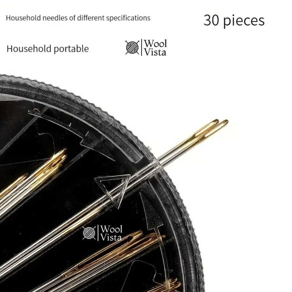ASSORTED HAND SEWING NEEDLES SET WITH STORAGE CASE – (30 PIECES) GOLDEN EYE NEEDLES FOR EMBROIDERY