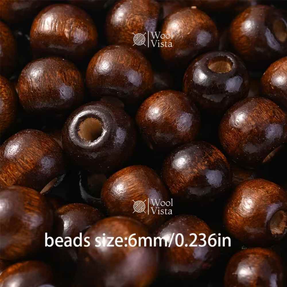 ROUND DEEP BROWN WOODEN BEADS - FOR DIY JEWELRY & CRAFTS