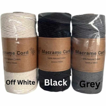 COTTON CORD 3MM X 100M SOFT MACRAME ROPE – PREMIUM COTTON ROPE FOR ART & CRAFT, PLANT HANGERS, MACRAME PROJECTS & HOME DECOR YARN